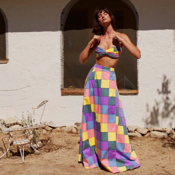 S/W/F CUIXMALA MAXI SKIRT with tie waist belt EUC size M - Picture 1 of 8